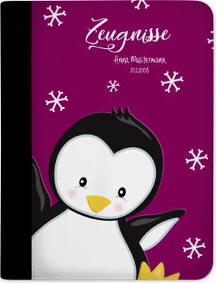 Produktbild von Zeugnismappe, Dokumentenmappe, Ordner A4, Pinguin Brombeere