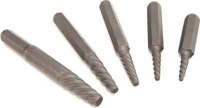 Immagine prodotto di Set estrattori per viti svitate, rotte e danneggiate - argento - kit di rimozione con punte per trapano, estrattori