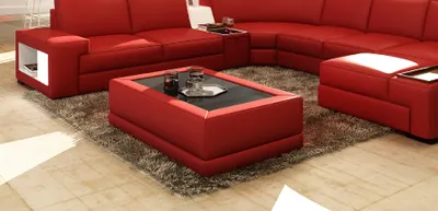 Image de Luxus Couchtische Polser Leder Designer Wohnzimmer Beistelltisch Tische Tisch