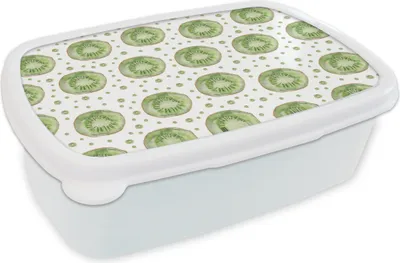 Produktbild von KitchenYeah® Lunchbox Brotzeit Brotdose 17x11 cm Kiwi - Grün - Muster Kinder Brotzeitdose - Lunch Box - Kinder - Sandwich-Box - Schulbox - Lunch Boxen