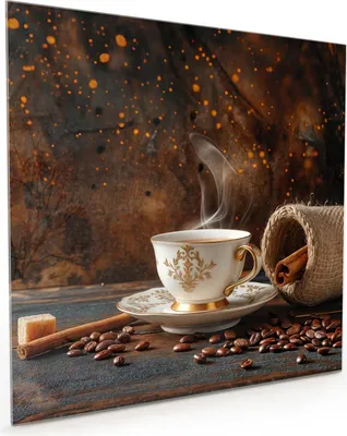 Produktbild von Küchenrückwand Spritzschutz Glas mit Motiv Kaffee Und Zimt 40 x 40 cm