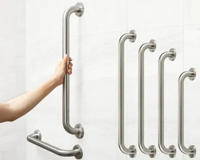 Immagine prodotto di Maniglia in acciaio inossidabile da 1000 mm - Supporto per alzarsi - Barra per doccia - Corrimano - Corrimano per bagno - Resistente e sicuro