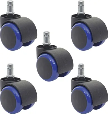 Produktbild von 5er-Set Hartbodenrollen HWC-H86, Bürostuhl-Rollen Stuhlrollen, 150kg belastbar Ø 11mm  blau