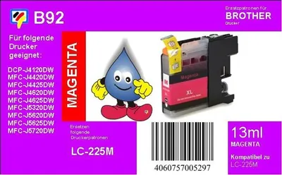 Produktbild von LC-225XLM - magenta - TiDis Ersatzpatrone mit 13ml Inhalt - ersetzt LC-225XLM