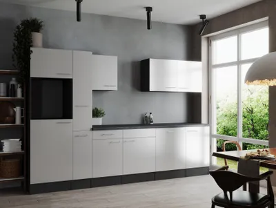 Produktbild von Küche Küchenzeile Leerblock Grau Matt Weiß Oliver 310 cm Respekta