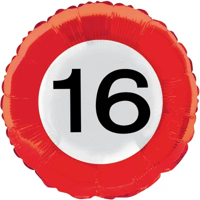 Produktbild von Folienballon Verkehrsschild Zahl 16, ø46cm