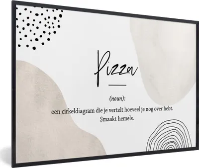 Produktbild von MuchoWow® Gerahmtes Poster Pizza - Wörterbuch - Sprichwörter - Zitate - Pizza definition 90x60 cm - Poster mit Schwarzem Bilderrahmen Wandposter Rahmen Foto Bilder - Fotorahmen - Foto-Plakat