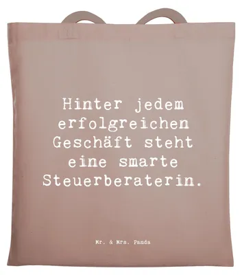 Produktbild von Mr. & Mrs. Panda Shopping Tasche Spruch Steuerberaterin Erfolg - Braun Pastell - Geschenk, Tote Bag, Einkaufstasche, Einzigartig, Jutebeutel, Berufe, Berufsprodukte, Uni