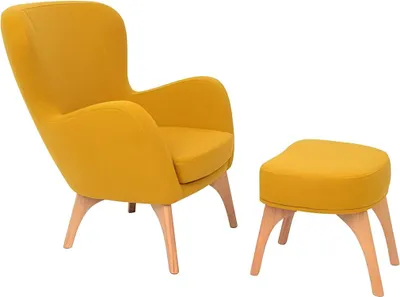 Obrázok produktu pre Žlté dizajnové kreslo Čalúnené kreslo do obývačky Elegantné jednomiestne kreslo