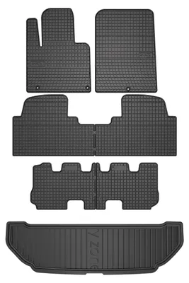 Imagen del producto de Alfombrillas de goma + bandeja de maletero para Kia Sorento III 2015-2020 (SUV) – juego de 7 piezas, negras, a medida – Wielganizator SolidPRO