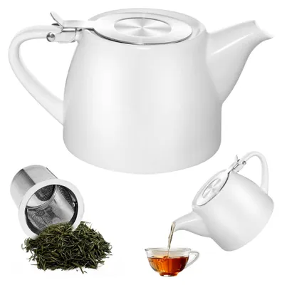Produktbild von Teekanne aus Keramik, 500 ml, mit Teesieb, spülmaschinenfest, weiß