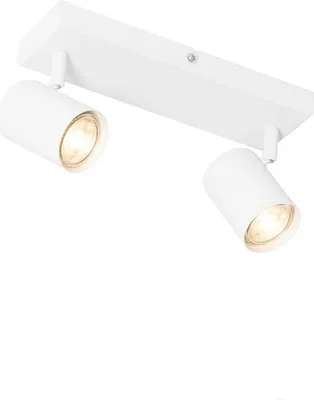 Produktbild von QAZQA - Moderne Deckenleuchte I Deckenlampe I Lampe I Leuchte Weiß 2-flammig-flammig Verstellbar Rechteckig - Jeana I Wohnzimmer I Schlafzimmer - Stahl Rechteckig - LED geeignet GU10