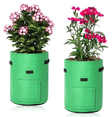 Produktbild von Ikodm 30er Set Pflanzsäcke 26,5 L aus Vlies mit Sichtfenster & Griffen, Kartoffel-Pflanztaschen für Gemüse, Balkon & Garten