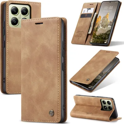 Obrázek produktu pro Pouzdro pro Xiaomi 14T, RetroPolyuretanKožené Pouzdro s Funkcí Stojánku hnědé