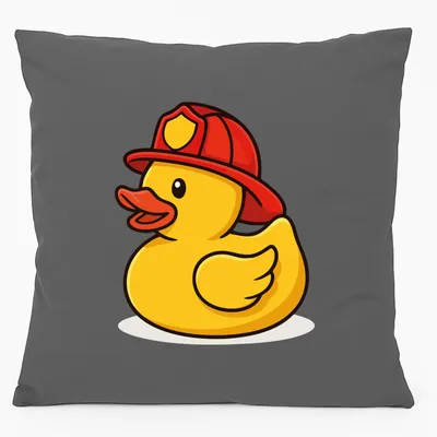 Produktbild von Huuraa Kissen Quietscheente Feuerwehr Comic Gummiente 40x40cm mit Füllung Steel Grey Baumwolle Dekokissen Geschenkidee
