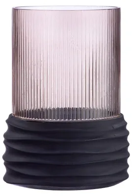 Produktbild von Dekorative Rillenvase aus Glas, Braun, Höhe 26 cm