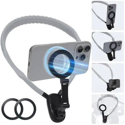 Produktbild von Magnetische Halshalterung für Handy & Actionkamera, Freihändige Hals-Handyhalterung für POV/Vlog, Selfie Kette Halter für iPhone & Android