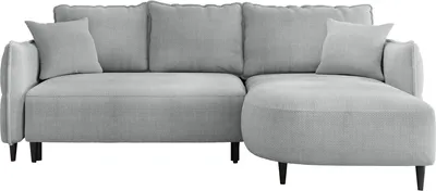 Produktbild von MIRJAN24 Ecksofa Sycylia, Couch mit Bettkasten und Schlaffunktion, Holzfüße, Wohnzimmer Polstersofa, Rückenlehne in Form beweglicher Kissen (Farbe: Onega 08, Seite: Rechts)