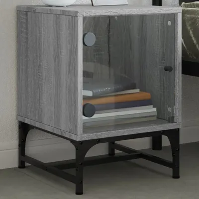 Produktbild von Design Nachttisch mit Glastür Grau Sonoma 35x37x50 cm, Nachttische & -schränke 2024