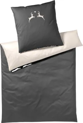 Produktbild von elegante Soft-Flanell-Kissenbezug einzeln Alpenchic Hirsche Farbe Graphit Größe 80x80