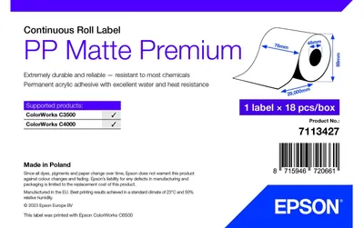 Immagine prodotto di Epson 7113427 Etichetta per stampante Bianco autoadesiva