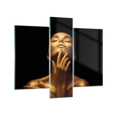 Produktbild von Bilder auf glas - 3 Teile - Gold Frau Stück - 95x80cm - Glasbilder - Wandbilder - Bilder - Kunstdruck - zum Aufhängen bereit - Wanddekoration aus Glas - Glas Bilder - Wandbild auf Glas - GCB95x80-4573
