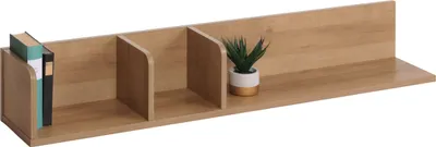 Image de Étagère murale HWC-M48, Étagère suspendue Étagère en bois Schweberegal, 3 compartiments 20x120x21cm ~ naturel