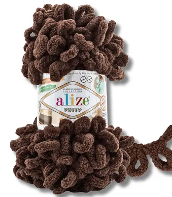 Image de Alize 1 x 100 g de laine Puffy, unie, pour le crochet et le tricot (Espresso Brown - 493)