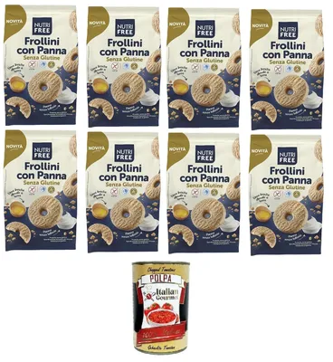 Produktbild von Nutrifree Frollini con Panna senza glutine Glutenfreie Kekse mit Sahne 8x250gr + Italian Gourmet polpa 400g