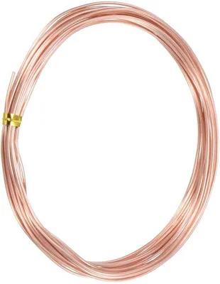 Imagen del producto de Alambre de cobre, 99,9% de pureza - Calibre 18 - 4,5 metros - Ideal para proyectos de manualidades, fabricación de joyería y decoración de plantas - Diámetro: 1 mm - Longitud: 5 metros