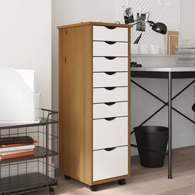 Zdjęcie produktu dla VidaXL 4015787, Brązowy, Biały, Drewno sosnowe, Plastik, Drewno, Brązowy, Biały, 340 mm, 390 mm, 1030 mm