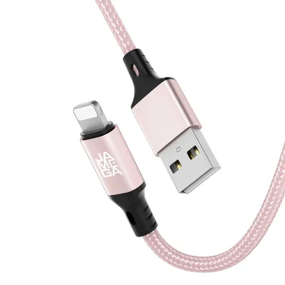Produktbild von USB-A auf iPhone Nylon Kabel Typ A Ladekabel für iPhone - Rosegold 1m