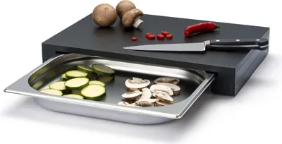 Produktbild von Continenta Schneidebrett mit Edelstalh Schubladen - Duracore - 39 x 27 cm