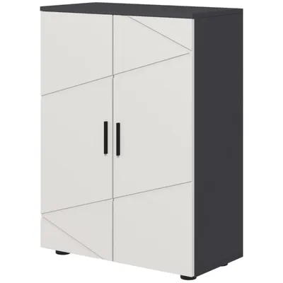 Produktbild von Badezimmerschrank, Badkommode,Beistellschrank mit Doppeltür Badschrank mit Verstellbar Ablagen, Aufbewahrungsschrank für Wohnzimmer 60x30x82cm
