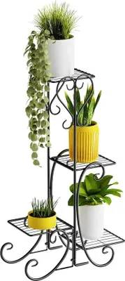 Produktbild von Blumenständer für Innen- und Außenbereiche - 4 Ebenen Pflanzstand - Gartendekoration und Balkoninrichtung
