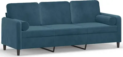 Produktbild von vidaXL 3-Sitzer-Sofa mit Zierkissen Blau 180 cm Samt