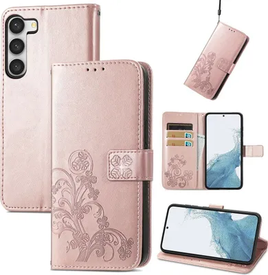 Produktbild von König Design Hülle kompatibel mit Samsung Galaxy S23 Ultra Kunstleder Handyhülle - Handy Case Rose Gold