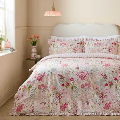 Immagine prodotto di Furn - Set di biancheria da letto con volant "Gardenia", reversibile RV3657 (king size) (rosa)