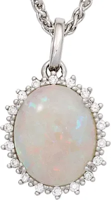 Produktbild von JOBO Anhänger 585 Gold Weißgold 1 Opal 18 Diamanten Brillanten 0,10ct.