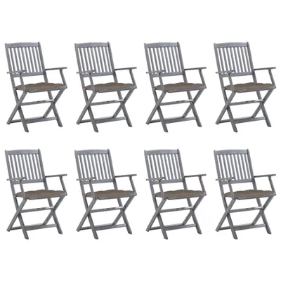 Image de vidaXL Klappbare Gartenstühle 8 Stk. mit Kissen Massivholz Akazie