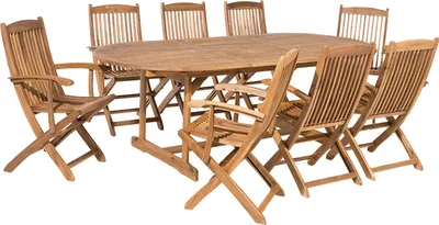 Produktbild von BELIANI Gartenmöbel Set Hellbraun Akazienholz 8-Sitzer Klappbar Terrasse Outdoor Retro Landhaus