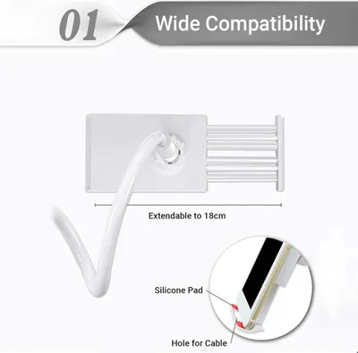 Produktbild von 27 Zoll flexibler Schwanenhals-Tablet- und Telefonständer, Handyhalter mit verstellbarer Halterung und 3 Zoll Schraubklemme für Schreibtisch/Bett, Küche, kompatibel mit 4 bis 10,6 Telefonen/Tablets