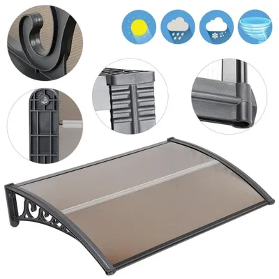 Produktbild von Vordach für Haustür - Terrassen- und Fensterüberdachung - Polycarbonat - Regen Schnee UV-Schutz - Für Eingang, Veranda, Fenster - 100 x 150 cm