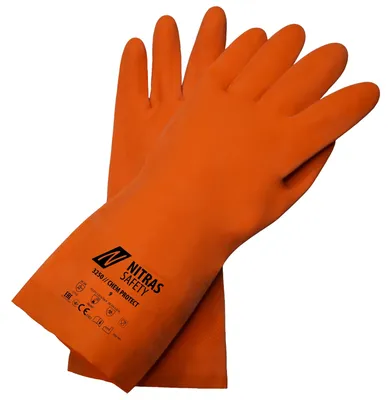 Produktbild von Nitras Chem Protect Chemikalienhandschuhe | orange | Latexhandschuhe | Gr. 7