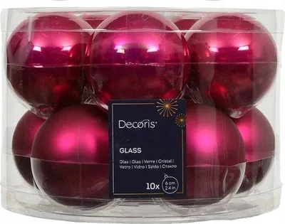 Produktbild von Christbaumkugeln fuchsia 6 cm 10er Set matt und glänzend