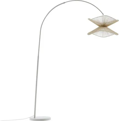 Produktbild von Lindby Bogenleuchte Valdorin, beige, Papier, 195 cm, IP20