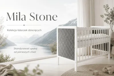 Łóżeczko dziecięce tapicerowane Mila Stone 120×60 cm – zdjęcie produktu 1