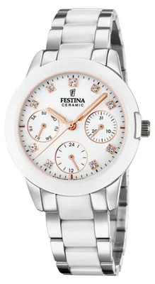 Produktbild von Festina Damen Uhr Keramik F20497/1 Edelstahl Armbanduhr silber weiß UF20497/1