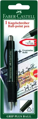 Produktbild von Kugelschreiber Grip Plus + Ersatzmine blau auf Blisterkarte Packung mit 5 Stück