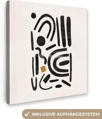 Produktbild von MuchoWow® - Leinwandbilder - Abstrakt - Kunst - Formen - Schwarz, Wandbild, Wanddeko Bilder Wohnzimmer, 90x90 cm
